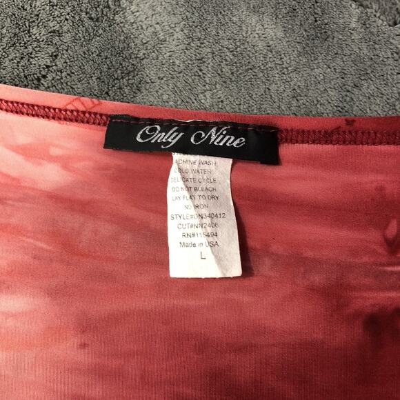 Womens Floral Top Size L Red Tyedye Sparkle Stretch Lorelei Gilmore Fairy Grunge - Picture 6 of 8